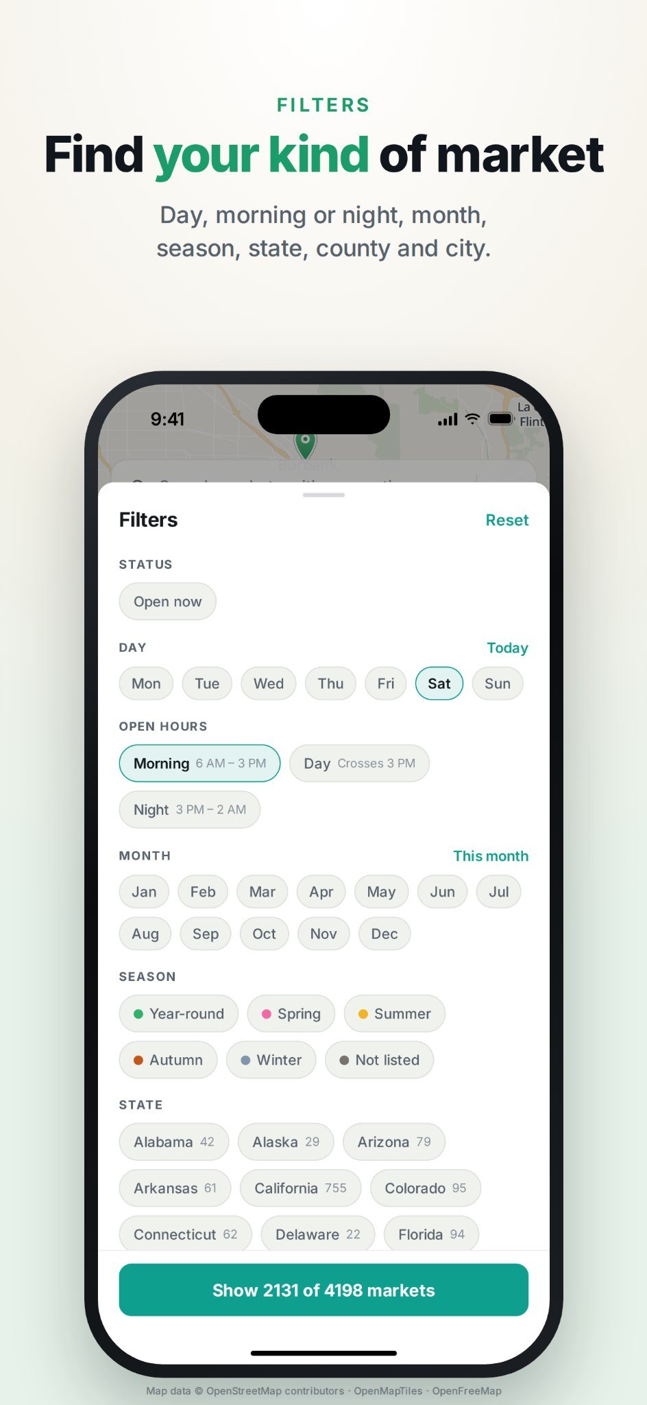 FMM state and schedule filtering controls
